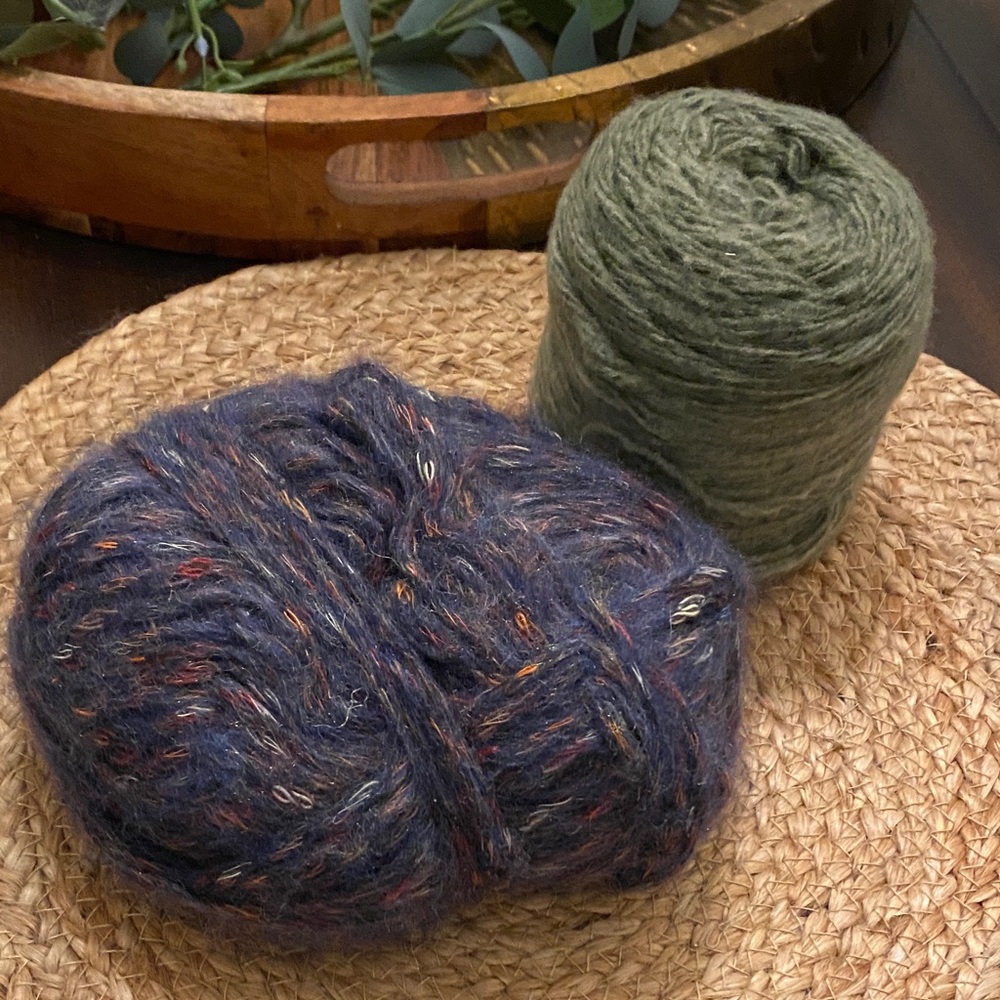 Assorted yarn bundle in dark gray and antique green